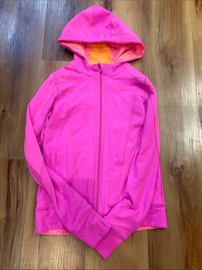 Ivivva athletica Hot Pink Hooded Zip Jacket with Orange Lining reversible